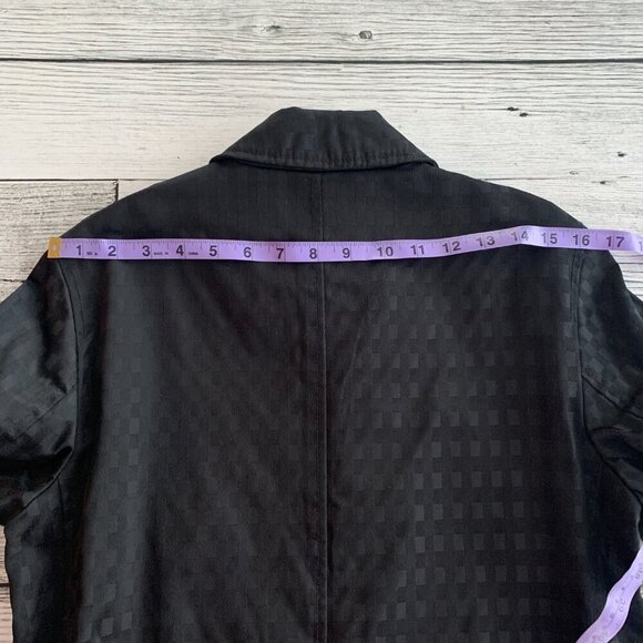 Aquascutum Vintage 80s Short Trench Coat Black Check Mid Mac Jacket - Picture 14 of 16